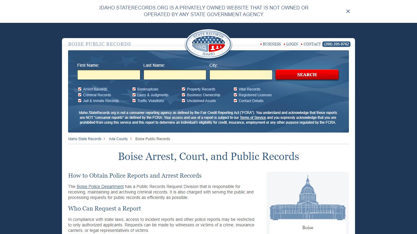 Boise Arrest and Public Records | Idaho.StateRecords.org